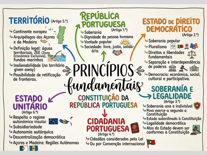 Amostra 1 dos mapas mentais da Constituição da República Portuguesa